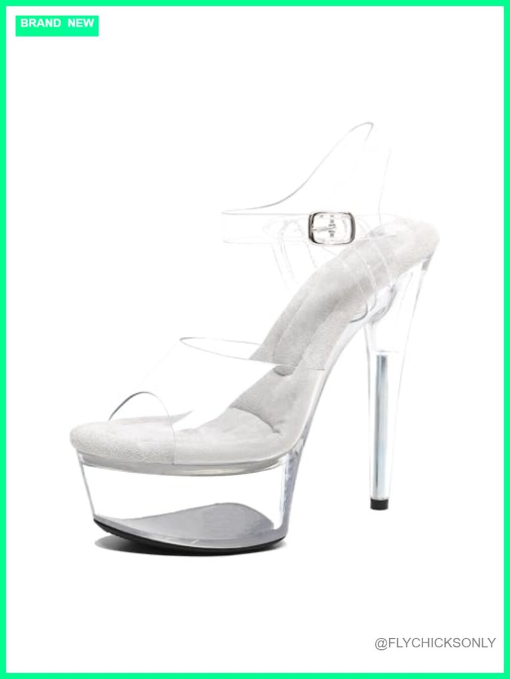 Womens 6in Clear Platform Stiletto Heels Ankle Strap Exotic Dance Sandals